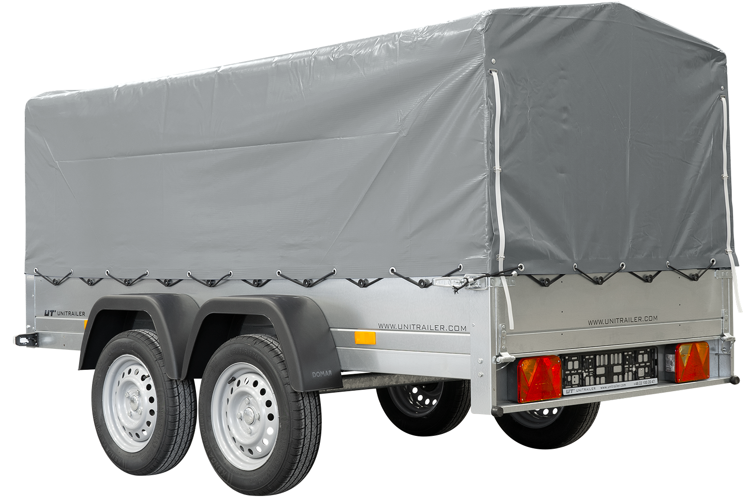 fre_pl_REMORQUE-DOUBLE-ESSIEUX-UNITRAILER-264-2-KIPP-AVEC-ROUE-JOCKEY-ARCEAU-ET-bache-GRISE-4569_5.png Unitrailer 264/2 Doppelachs-Kippanhänger mit Stützrad, Bügel und grauer Plane – Bild 1